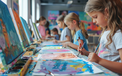 Adobe Stock zdjęcie dzieci malujących przy sztalugach