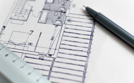 kartka z rysunkiem architektonicznym